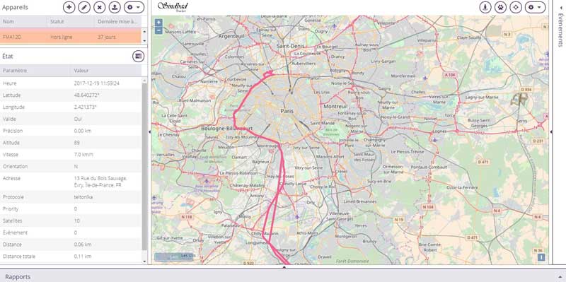 interface de geolocalisation gps map option standard